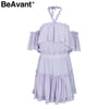 BeAvant Sexy halter off shoulder summer dress Ruffle backless mini dress women Casual chiffon short dress female vestidos