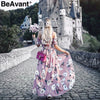 BeAvant Strapless summer style long dress Women high split elastic floral maxi dress Elegant chiffon causal dress vestidos