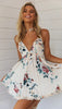Beach Holiday Women Dress Backless Floral Print Stylish Sleeveless Dress for Ladies Female Club Party Mini Dresses Streetwear