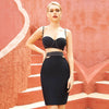 Beading Bandage 2 Two Pieces Sets Sexy Spaghetti Strap Tops& Skirts Hollow Out Black Club Party Sets Summer Women