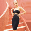 Beading Bandage 2 Two Pieces Sets Sexy Spaghetti Strap Tops& Skirts Hollow Out Black Club Party Sets Summer Women