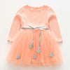 Girls Dress 2022 New Autumn Casual Style Cartoon Pink Long Sleeve Wool Bow Design For Princess Dress Girls Clothes