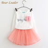 Girls Dress 2022 New Autumn Casual Style Cartoon Pink Long Sleeve Wool Bow Design For Princess Dress Girls Clothes