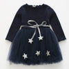 Girls Dress 2022 New Autumn Casual Style Cartoon Pink Long Sleeve Wool Bow Design For Princess Dress Girls Clothes