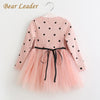Girls Dress 2022 New Autumn Casual Style Cartoon Pink Long Sleeve Wool Bow Design For Princess Dress Girls Clothes