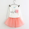 Girls Dress 2022 New Autumn Casual Style Cartoon Pink Long Sleeve Wool Bow Design For Princess Dress Girls Clothes