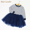 Girls Dress 2022 New Autumn Casual Style Cartoon Pink Long Sleeve Wool Bow Design For Princess Dress Girls Clothes