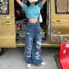 Beggar Ripped Jeans Fat MM High Waist Was Thin Modified Leg Type Hyuna Style Retro Popular Weirdo Pants