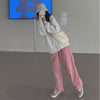Beige Corduroy Wide Leg Pants Women Korean Style Soft Girl Pink Spring 2022 Plus Size Black Trousers For Female Oversize