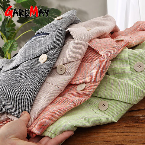 Beige Cotton Blazer with Belt for Women Elegant Jacket  Green Vintage Gray Linen Suit Women Oversized Blazer Autumn