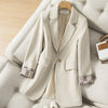 Beige Casual Women's Suit Jacket 2023 Autumn/Winter Korean Style Slim Temperament Versatile Elegant Lady's Suit Jacket