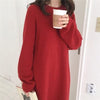 Beige Loose Wool Maxi Dress Woman Autumn 2022 O-Neck Elegant Knitted Bodycon Dress Female Korean Long Sweater Winter Clothing