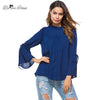 Autumn Women Blouses 2022 Palace Style Ruffles Collar Flare Sleeve Elegant Ladies Chiffon Shirt Blouses OST00005