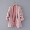 Bella Philosohy Spring Fashion Red Blazer Women  Puff Sleeve Workwear Blazer Coat No Button Three Quarter Ladies Outwears