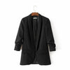 Bella Philosohy 2022 Spring Red Blazer Women OL Puff Sleeve Workwear Blazer Coat No Button Three Quarter Ladies Outwears
