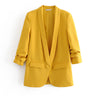 Bella Philosohy 2022 Spring Red Blazer Women OL Puff Sleeve Workwear Blazer Coat No Button Three Quarter Ladies Outwears