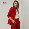 Bella Philosohy 2022 Spring Red Blazer Women OL Puff Sleeve Workwear Blazer Coat No Button Three Quarter Ladies Outwears