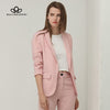 Bella Philosohy 2022 Spring Red Blazer Women OL Puff Sleeve Workwear Blazer Coat No Button Three Quarter Ladies Outwears