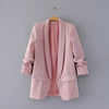 Bella Philosohy 2022 Spring Red Blazer Women OL Puff Sleeve Workwear Blazer Coat No Button Three Quarter Ladies Outwears