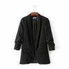 Bella Philosohy Spring Pink Blazer Women  Puff Sleeve Workwear Blazer Coat No Button Three Quarter Ladies business Outwears