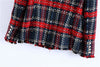 Bella Philosophy 2022 Spring Long Sleeve Plaid Tweed Women Blazer Pockets Fringe Tassel Coat Buttons Decoration Casual Outerwear
