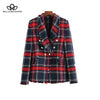 Bella Philosophy 2022 Spring Long Sleeve Plaid Tweed Women Blazer Pockets Fringe Tassel Coat Buttons Decoration Casual Outerwear