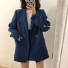 Bella Philosophy 2023 Women  Blazer Skirt 2 Pieces Set OL Skirt Suit Double Breasted Oversized Blazer Jacket Navy