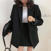 Bella Philosophy 2023 Women  Blazer Skirt 2 Pieces Set OL Skirt Suit Double Breasted Oversized Blazer Jacket Navy