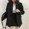 Bella Philosophy 2023 Women  Blazer Skirt 2 Pieces Set OL Skirt Suit Double Breasted Oversized Blazer Jacket Navy