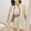 Bella Philosophy 2023 Women  Blazer Skirt 2 Pieces Set OL Skirt Suit Double Breasted Oversized Blazer Jacket Navy