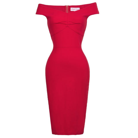 Sexy Off Shoulder Dress Womens Sexy Solid Red Casual Business Work Party Elegant Bodycon Mini Bandage Pencil Dresses