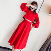 Benmingnian Red Suit Women Spring and Autumn 2023 Korean Style Goddess Dress Solid Casual Two Piece Dress Set Female