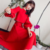 Benmingnian Red Suit Women Spring and Autumn 2023 Korean Style Goddess Dress Solid Casual Two Piece Dress Set Female