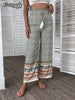 Benuynffy Paisley And Floral Print Tassel Tie Wide Leg Pants Holiday Bohemian Pockets Women Summer Elastic Waist Bottoms