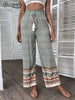 Benuynffy Paisley And Floral Print Tassel Tie Wide Leg Pants Holiday Bohemian Pockets Women Summer Elastic Waist Bottoms