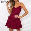 Sexy backless bow spaghetti strap lace dress Women elegant tassel mini dress summer Beach casual sundress red dress 2022