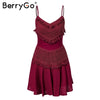 Sexy backless bow spaghetti strap lace dress Women elegant tassel mini dress summer Beach casual sundress red dress 2022