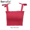 Sexy elastic crop top women Bow ruffle slim female camis 2022 summer solid casual tank tops