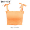 Sexy elastic crop top women Bow ruffle slim female camis 2022 summer solid casual tank tops