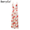 Sexy v neck backless print jumpsuit women romper Halter lace up high waist jumpsuit Split wide leg summer jumpsuit 2022