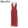 Sexy v neck backless print jumpsuit women romper Halter lace up high waist jumpsuit Split wide leg summer jumpsuit 2022