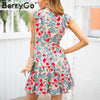 Sleeveless ruffle v neck summer dress women High waist short dress streetwear Chic floral dress female 2022