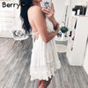 Slip backless short summer dress women V neck tassel sexy mini lace white dress female 2022 high waist beach dress