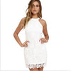 Cute Women Sexy Halter Neck Sleeveless Prom Homecoming Floral Lace Sheath Bodycon Mini Lace Dress Short Vestidos