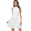 Cute Women Sexy Halter Neck Wedding Party Vestidos Sleeveless Racer Front White Black A-Line Short Skater Dresses