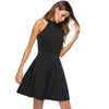 Cute Women Sexy Halter Neck Wedding Party Vestidos Sleeveless Racer Front White Black A-Line Short Skater Dresses