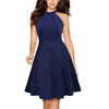 Cute Women Sexy Halter Neck Wedding Party Vestidos Sleeveless Racer Front White Black A-Line Short Skater Dresses