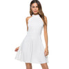 Cute Women Sexy Halter Neck Wedding Party Vestidos Sleeveless Racer Front White Black A-Line Short Skater Dresses