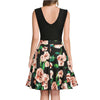 Women Party Swing Dress Mini A-Line V-neck Sexy Low Back Sleeveless Patchwork Floral Print Casual Skater Dress Short