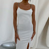 Beyouare Elegant Women's Dresses Chain Strapless Sleeveless Solid Basic Split Knee-Length Bodycon 2022 Summer Sexy Young Style